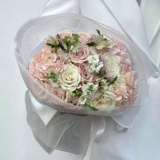 Elegant Pastel Rose Hydrangea Bouquet