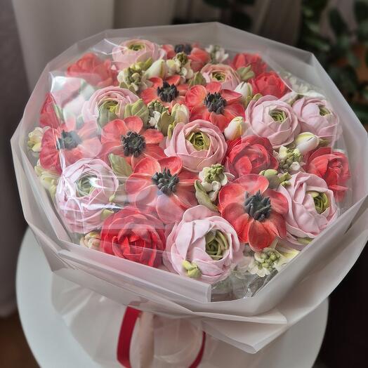 Яркий зефирный букетик (диаметр 35см)