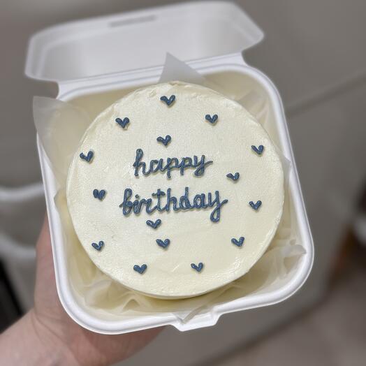 Бенто-торт S «happy birthday» с сердечками