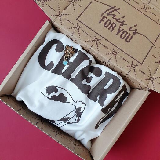 Gift box tshirt donna ragazza e mini spilla