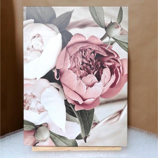 Картина на холсте 30*40 Цветы Пионы