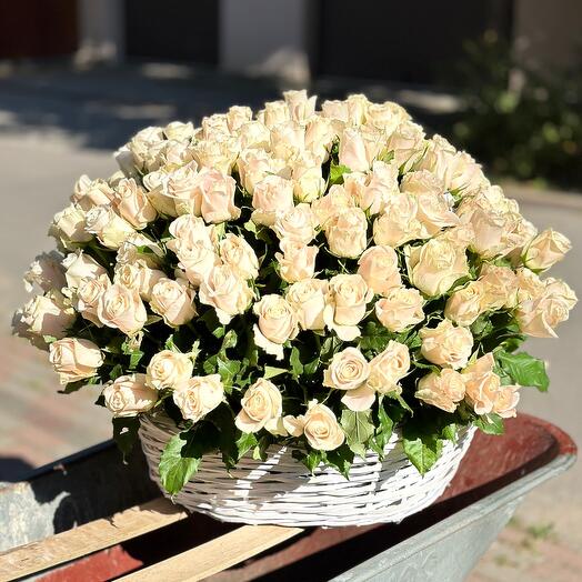 Корзина с цветами 301 роза