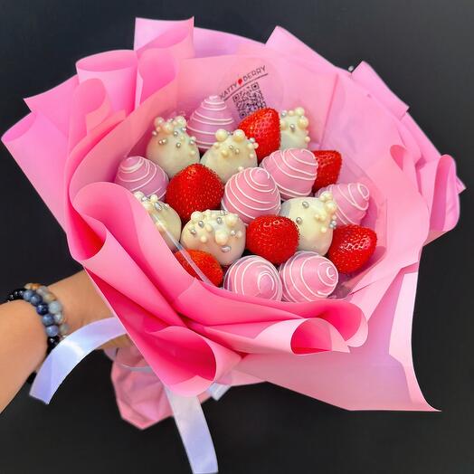 Букет с клубникой в шоколаде 🍓19 ягод среднего размера 🍓
