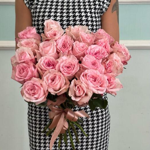 Букет из розовой розы | Пионовидная, ароматная