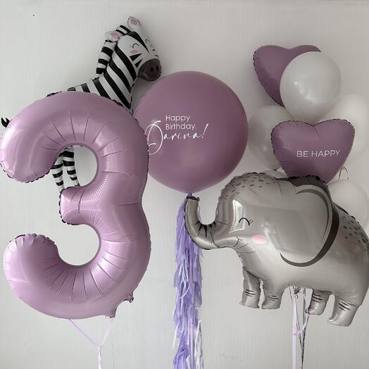 "Лавандовый праздник" (набор из 13 шаров для девочки)