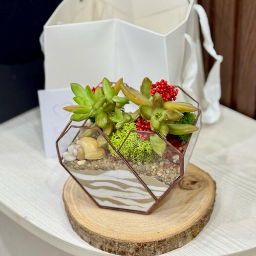 Сердце с суккулентами подарок бабушке