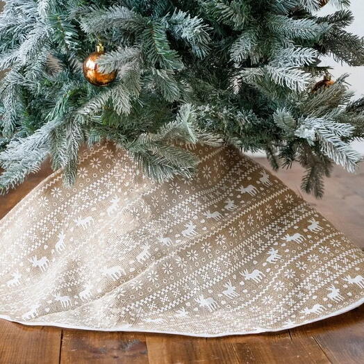 "Юбка" под основание елки ДЖУТОВЫЙ ШАРМ - ОЛЕНИ, 120 см, Kaemingk