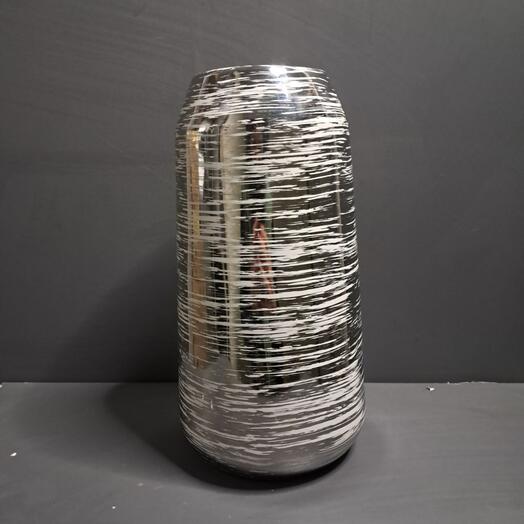 Ваза керамика серебро "Полосы"