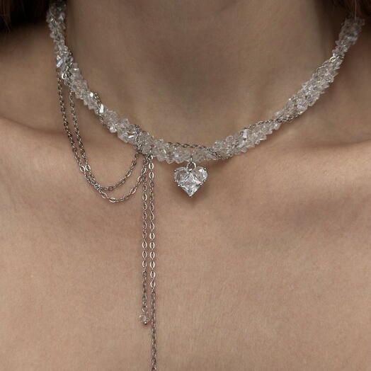 Колье из ювелирного стекла с сердцем crystal glass