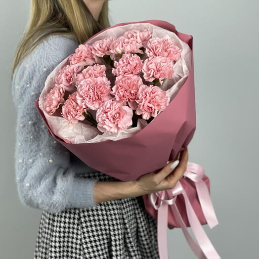 Букет из 15 розовых диантусов (63)