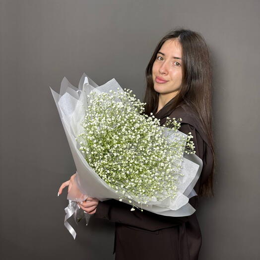 Букет из 15 белой гипсофилы 038