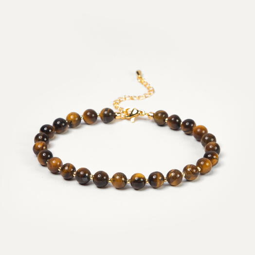 Браслет Самшит Тигровый глаз 14K 17 см (BRA1146)