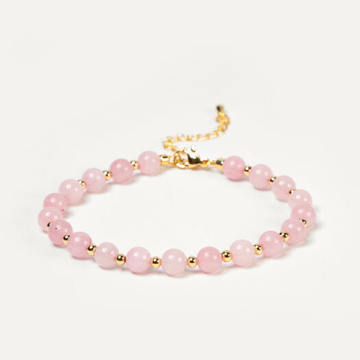 Браслет Самшит Розовый кварц 14K 17 см (BRA1146)
