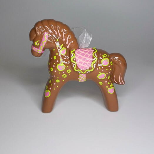 Фарфоровая лошадка, ёлочное украшение, ручная роспись