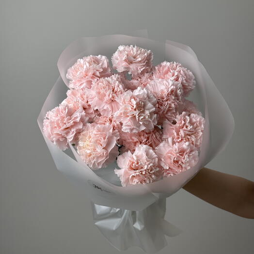 Стойкий моно букет диантусов