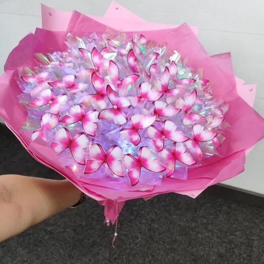 Букет из бабочек с подсветкой Цвет розовый