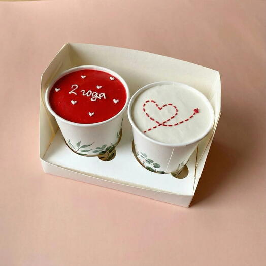 Набор тортов в стакане 2шт cake to go на годовщину