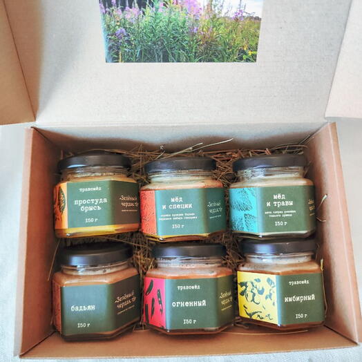 Набор подарочный с мёдом, мед с травами и специями