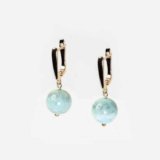 Серьги Мята Ларимар 14K (EAR1141)