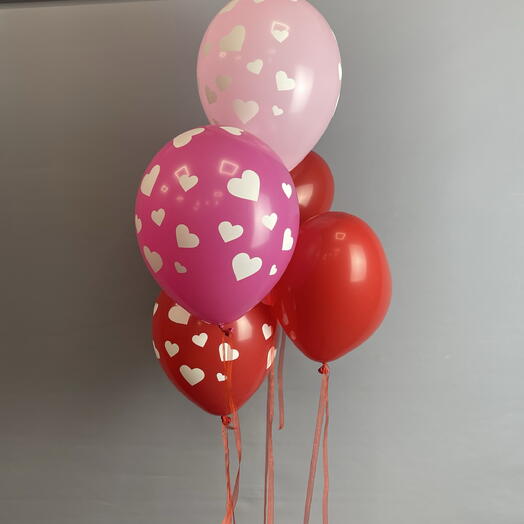 Гирлянда из 5 Шаров с сердечками ️