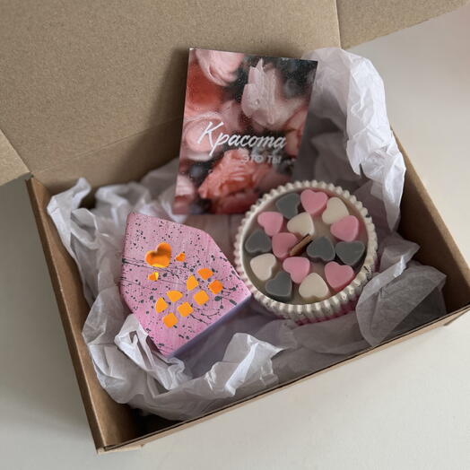 Подарочный набор свеча и ночник из гипса