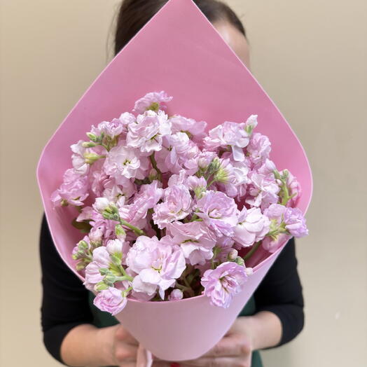 Букет из нежно розовых ароматных кустовых маттиол