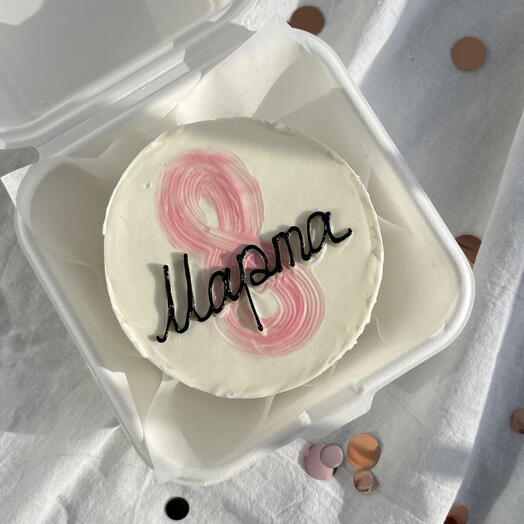 Бенто торт с надписью "С 8 марта", торт для сестры, торт для мамы, торт для бабушки, торт на 8 марта (F)