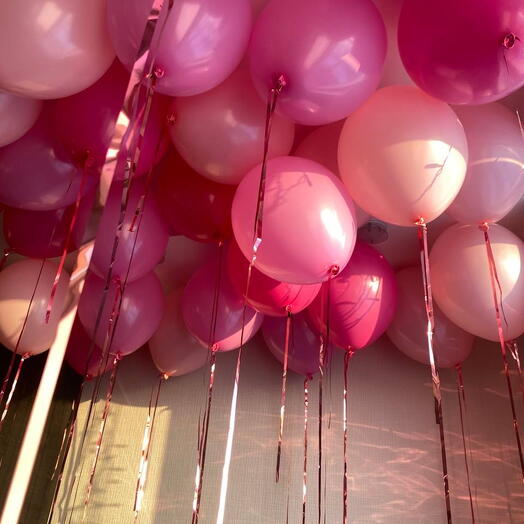 Облако. Набор шаров с гелием 44 шт розовых оттенков для девочки под потолок