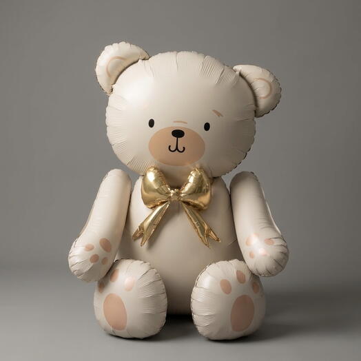 Воздушный шар «Сидячий Мишка с бантом»