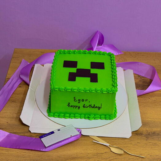 Торт «Creeper Party» — торт Minecraft, детский торт, торт для мальчика, торт на день рождения