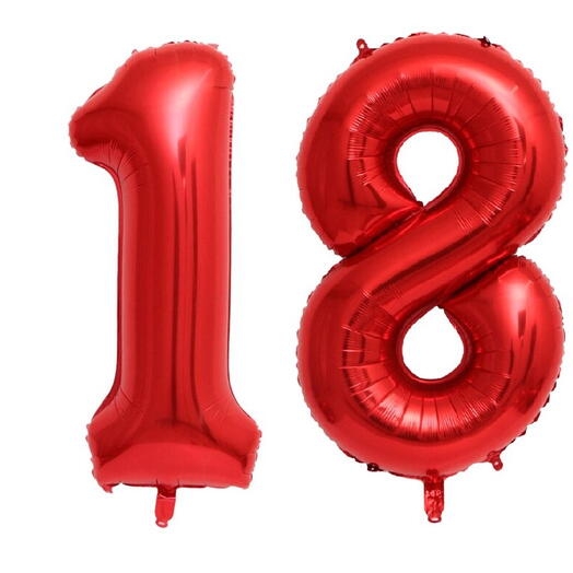 2 Любые фольгированные цифры цвета Красный (102 см)