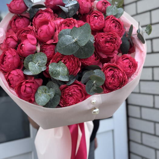 Моно букет из кустовой розы Джульетта Распберри🌺