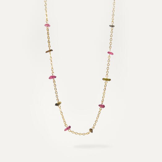 Чокер ожерелье Жимолость Турмалин микс 14K 40 см (CHO1067)