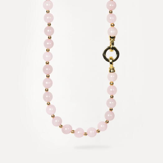Чокер ожерелье Самшит Розовый кварц 14K 40 см (CHO1064)