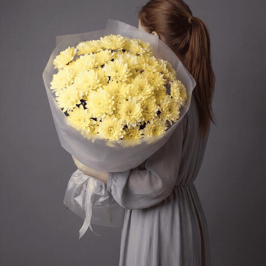 Букет солнечными кустовыми хризантемами (9 веток) от XOFLOWERS