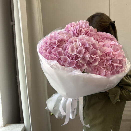 Pink Mood | Букет из 5 голландских розовых гортензий