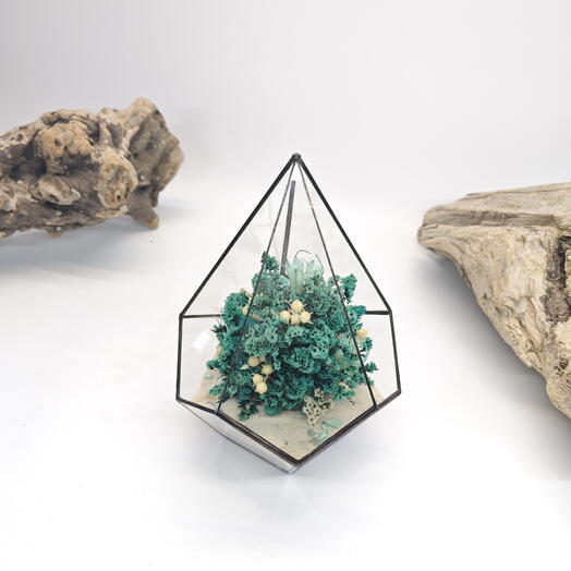 Florarium with dried flowers "Tiffany" Drop 14x20cm