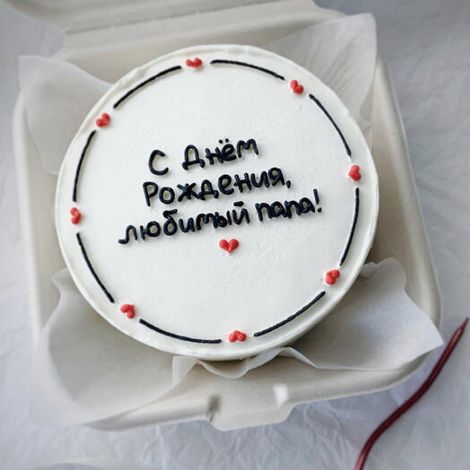 Бенто торт с сердечками и вашей надписью на день рождения, в подарок