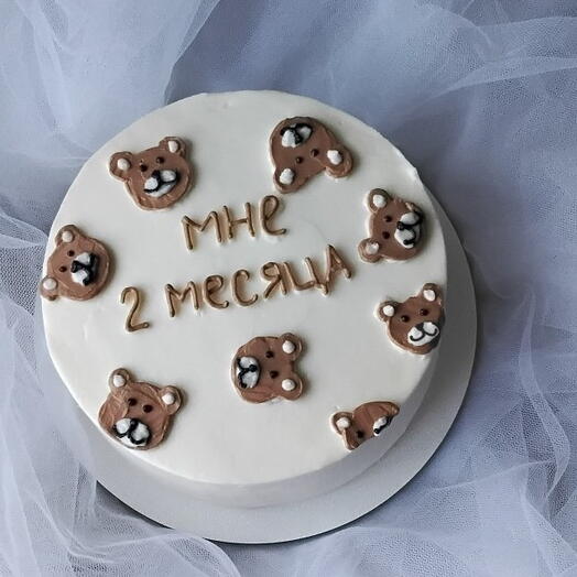 Бенто-торт "Мне 2 месяца" с мишками для малыша мальчика, девочки