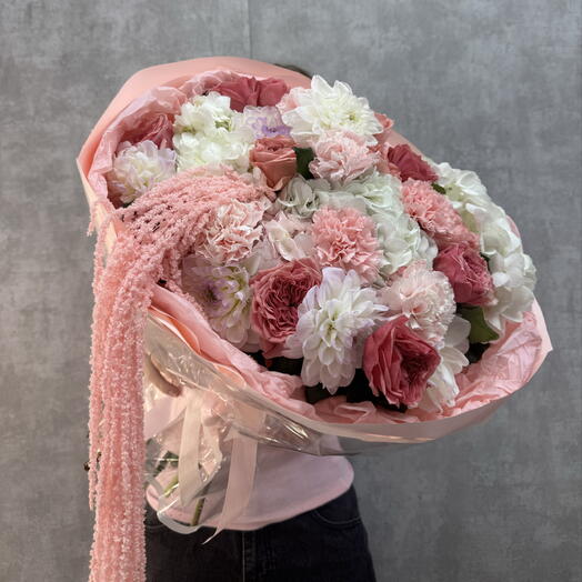Большой нежный букет 🌸 для любимой на День рождение 😍🤩в розовых оттенках 💗. Розы, гортензии, георгины 😍🤩