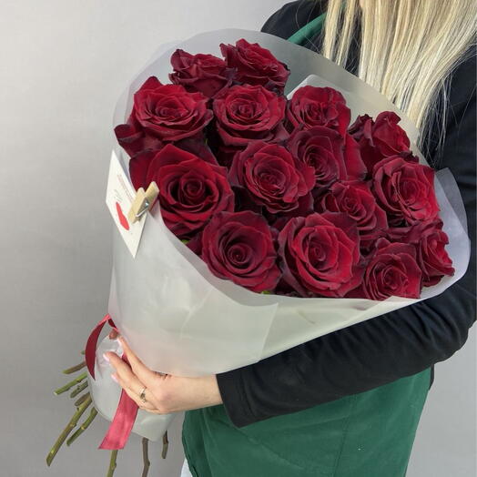 АКЦИЯ 🔥 Высокие Голландские красные розы 15 шт дофаминовый букет 🔥♥️🔥♥️