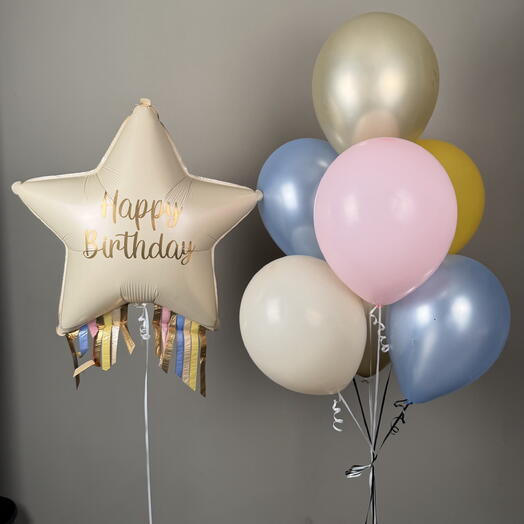 Набор шаров со звездой «Happy birthday»