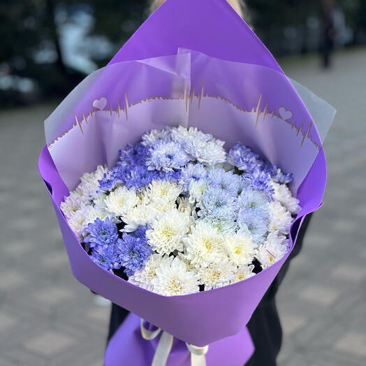 Букет фиолетовых хризантем 💜