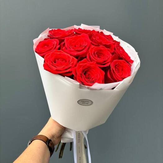 монобукет из 9 красных роз 🌹