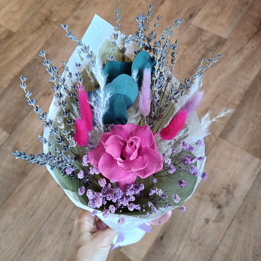 Bouquet with flowers. Rose lilac