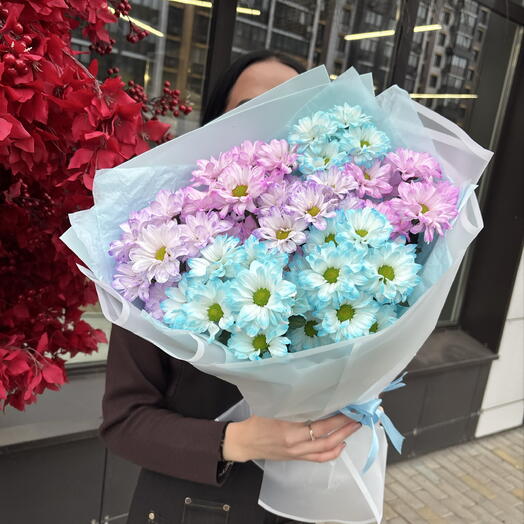 Моно букет с ромашковыми хризантемами💜🌸