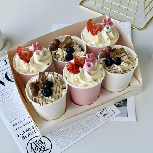 Трайфлы в стаканчике cake to go 6 шт, на день рождения, любимой девушке,  маме