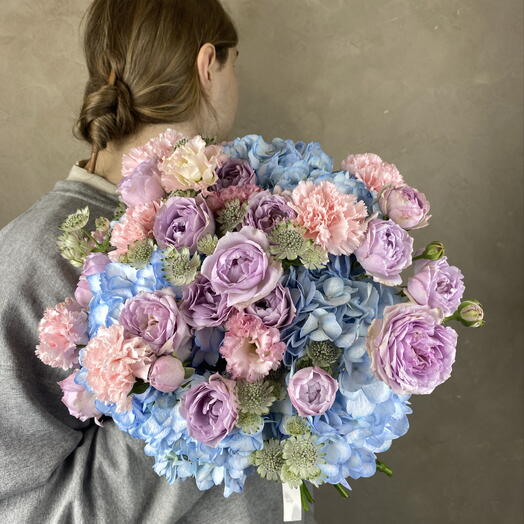 Нежный из гортензий и пионовидных роз😍 Дофаминовый красивый букет💐