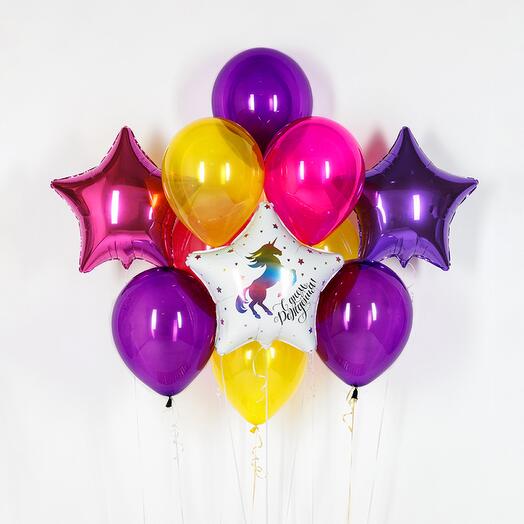 Яркий набор из воздушных шаров "Мир единорога" из 11шт