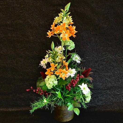 Flower pyramid (Composition of decorative flowers)